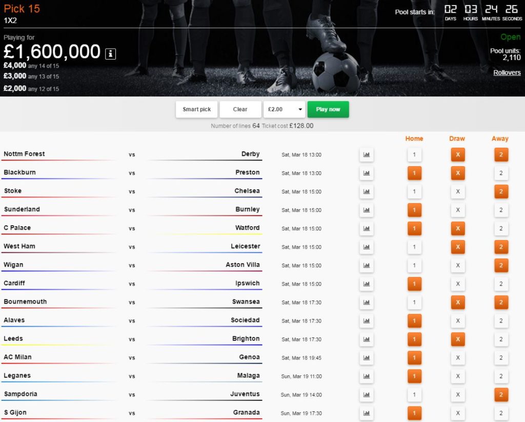 £,1600,000 Pick 15 Coupon