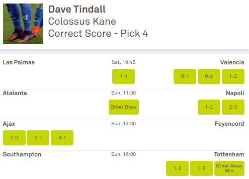 Dave Tindall Pick 4